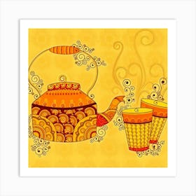 Indian Teapot Vector Art Print