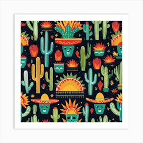 Mexican Day Of The Dead Pattern Art Print