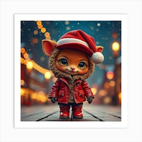 Santa Kitty Art Print