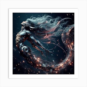 Cyborg Merman Art Print