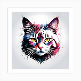 Colorful Cat Head 1 Art Print