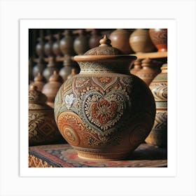 Pottery Vase With Intricate Designs And Patterns (1) Art Print