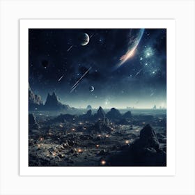 Space Landscape With Planets And Stars 2 Art Print