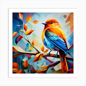 Cubism Art, Robin bird 3 Art Print