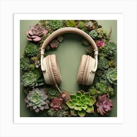 Succulents And Headphones 3 Art Print