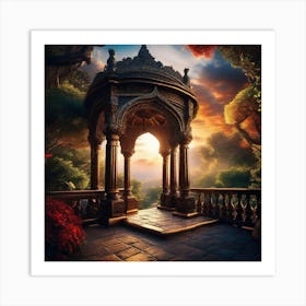 Gazebo At Sunset 1 Art Print