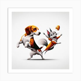 Beagle S Squirrel Dance Off 1 Art Print