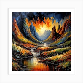 Sunset In The Mountains 3 Art Print