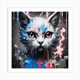 Cat Splatter Art Print