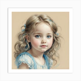 Little Girl With Blue Eyes 1 Art Print