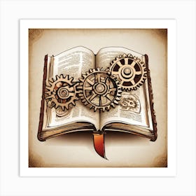 Open Book With Gears Art Print