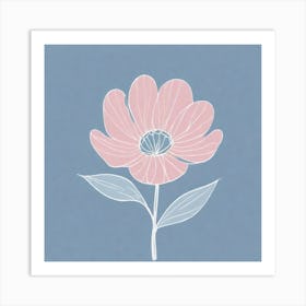 A White And Pink Flower In Minimalist Style Square Composition 199 Art Print