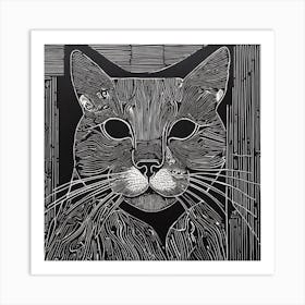 Cat In Black And White Art Print
