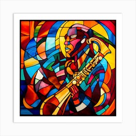 Jazz Musician Stained Glass Art Print