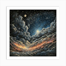 'Clouds And Stars' Art Print