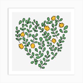 Heart Of Flowers Beautiful Yellow Floral Heart Art Print