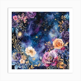 Floral Celestial Galaxy 2 Affiche