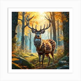 Deer In The Forest 144 Art Print