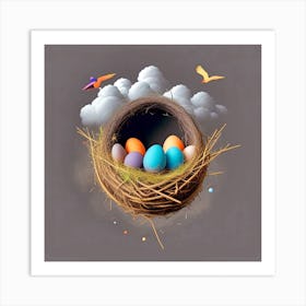 Easter Eggs In A Nest 132 Art Print