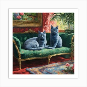 Pair of Blue cats Art Print