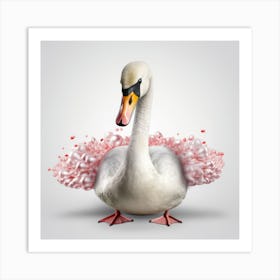 Swan With Hearts Art Print