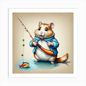 Hamster Fishing 6 Art Print