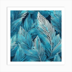 ocean blue leafs 2 Art Print