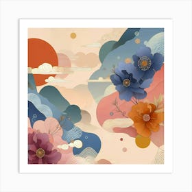 Asian Flowers Art Print