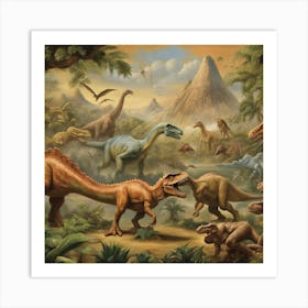 Dinosaurs In The Jungle 7 Art Print