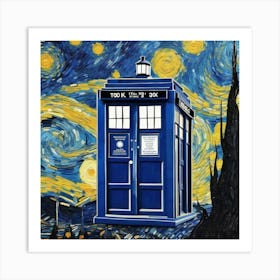 tardis van goth starry night Art Print