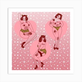Love Your Body Pin Up Girls Square Art Print