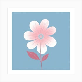 A White And Pink Flower In Minimalist Style Square Composition 301 Art Print