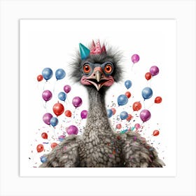 Birthday Ostrich Art Print