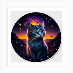 Cat Colored Sky (117) Art Print