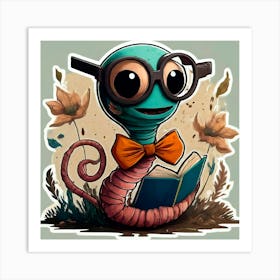 Worm Reading A Book 1 Art Print