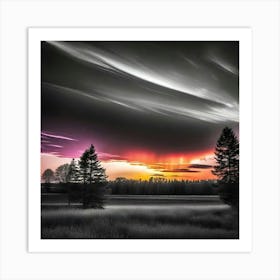 Sunset In The Field Art Print