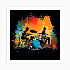 Two Drummers Playing Drums Art Print