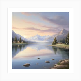 Lake In The Mountains Art print Art Print