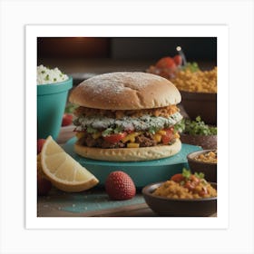 Burgers And Salads Art Print