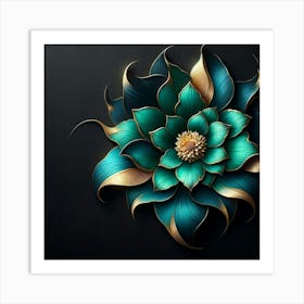 Abstract Flower On Black Background Art Print