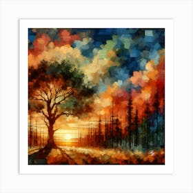 Beautiful Landscape At Sunset Art Print