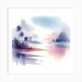 Watercolor Of Palm Trees 2 Art Print