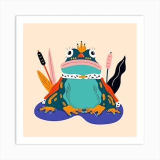 Frog Prince Square Art Print