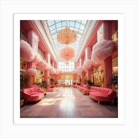 Firefly Dreamy Pink Mall With Cloud Benches And Golden Accents 43704 (2) Art Print