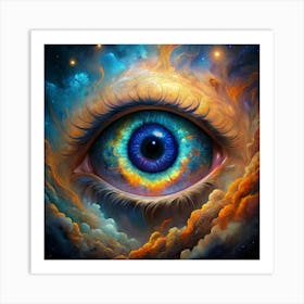 Abstract Eye With Galaxy Inside Art Print