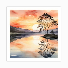 Sunset With Trees 1 Art Print