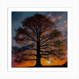 Sunset Tree Art Print