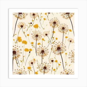 Dandelion Seeds And Flowers Floating In The Air Art Print