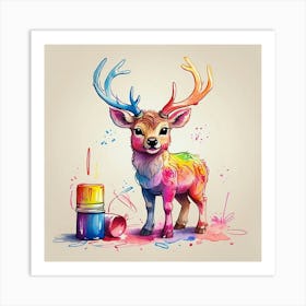 Colorful Deer 3 Art Print