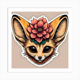 Fox With Flowers 2 Art Print